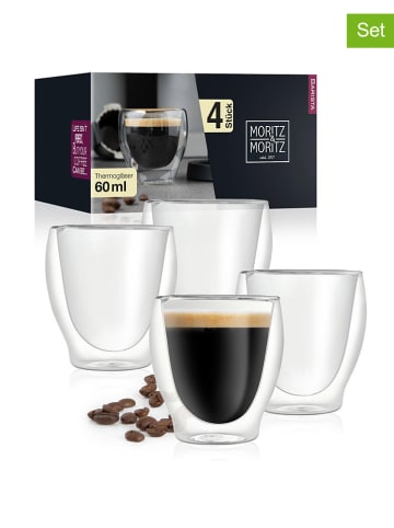 Moritz & Moritz 4er-Set: Kaffeegläser in Transparent - 60 ml