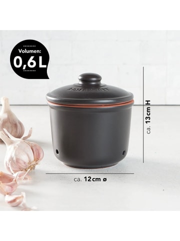 Römertopf Garnek "Mini" w kolorze czarno-pomarańczowym do czosnku - 600 ml