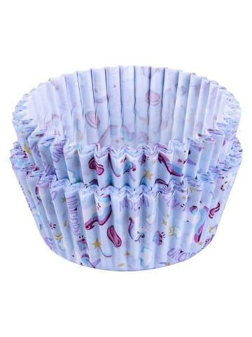 Zenker 2er-Set: Muffin-Papierförmchen ''Einhorn'' in Hellblau - 2x 50 Stück