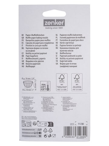 Zenker Foremki papierowe (100 szt.) "Rainbow" w kolorze białym ze wzorem do muffinek