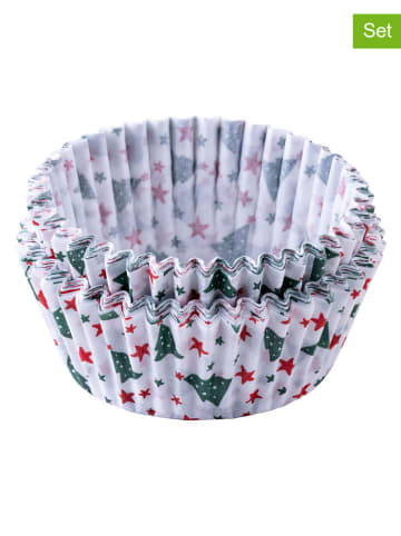 Zenker 2er-Set: Muffin-Papierförmchen ''Weihna.'' in Weiß/ Grün/ Rot - 2x 40 Stück