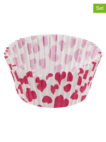 Zenker 2er-Set: Muffin-Papierförmchen ''Herz'' in Weiß/ Rot - 2x 50 Stück
