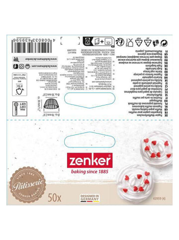 Zenker 2er-Set: Muffin-Papierförmchen ''Herz'' in Weiß/ Rot - 2x 50 Stück