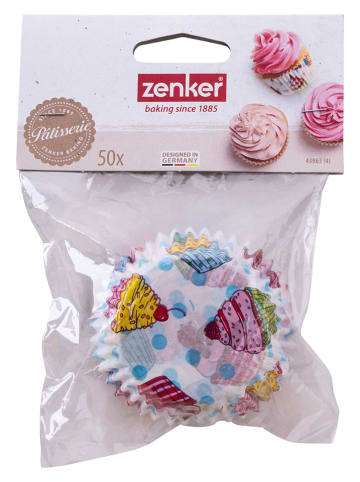 Zenker Foremki papierowe (100 szt.) "Cupcake" w kolorze białym ze wzorem do muffinek