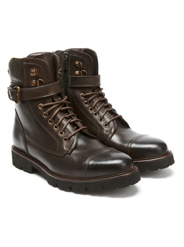 British Passport Leder-Boots in Braun