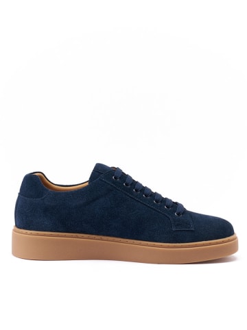 British Passport Leder-Sneakers in Dunkelblau