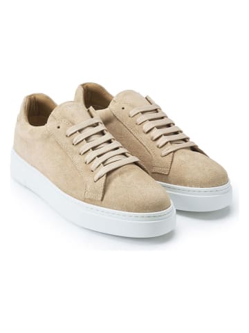 British Passport Skórzane sneakersy w kolorze beżowym