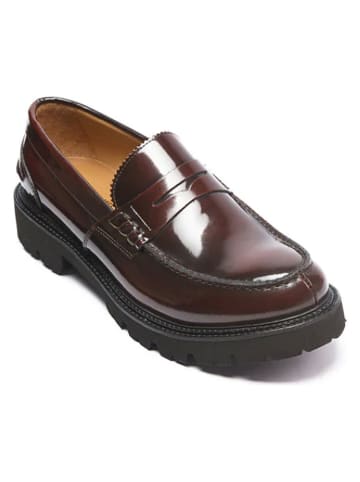 British Passport Skórzane mokasyny w kolorze bordowym