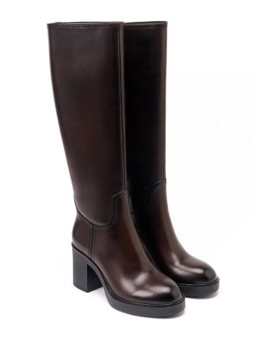 British Passport Skórzane kozaki w kolorze brązowym