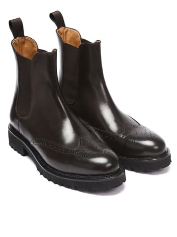 British Passport Leder-Chelsea-Boots in Braun