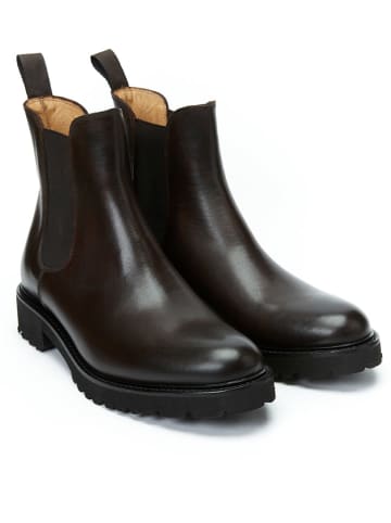 British Passport Leder-Chelsea-Boots in Braun