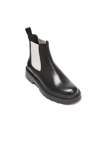 Frank Daniel Leder-Chelsea-Boots in Schwarz/ Weiß