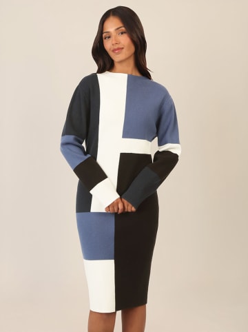 APART Strickkleid in Schwarz/ Blau/ Weiß