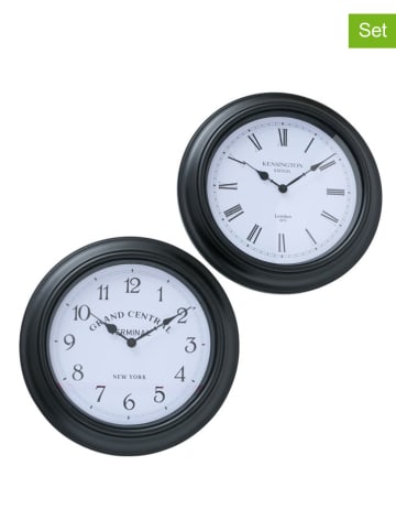 Boltze Zegary ścienne (2 szt.) "Gravo" w kolorze czarnym - Ø 39 cm