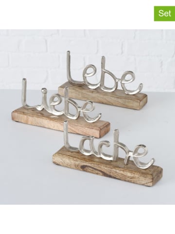 Boltze 3er-Set: Schriftzüge "Jillien" in Silber/ Hellbraun - (H)12 cm