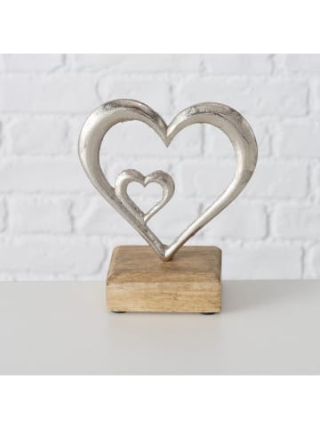 Boltze 2-delige set: decoratieve objecten "Adea" zilverkleurig/lichtbruin