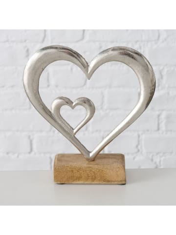 Boltze 2-delige set: decoratieve objecten "Adea" zilverkleurig/lichtbruin