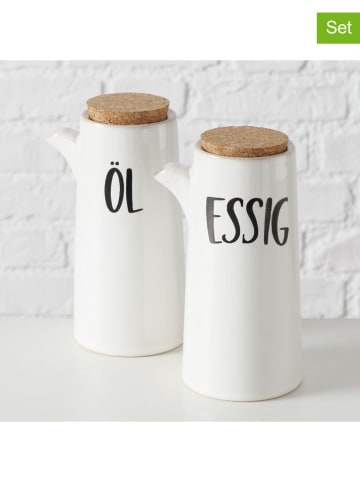 Boltze 2tlg. Set: Essig- & Ölspender "Jonah" in Weiß/ Schwarz - 380 ml
