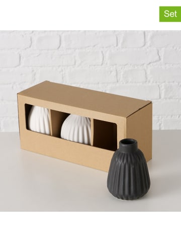 Boltze 3-delige set: vazen "Esko" beige/zwart - (H)11 cm
