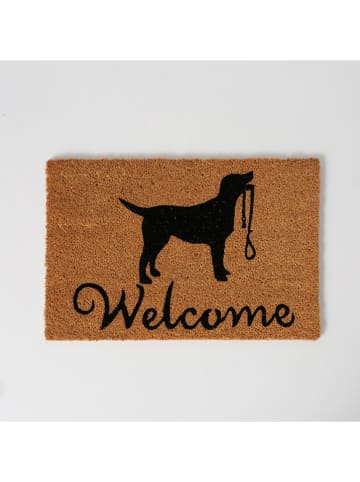 Boltze Kokos-Fußmatte "Dog" in Hellbraun/ Schwarz - (L)60 x (B)40 cm