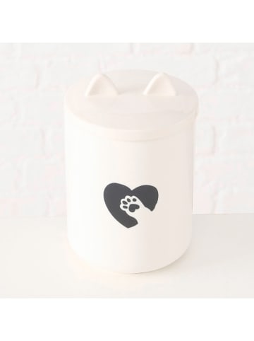 Boltze Voorraadpot ''Kitten'' wit/zwart - (H)17,5 x Ø 11 cm