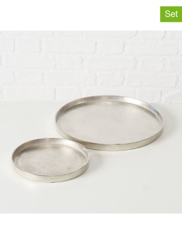 Boltze 2-delige set: dienbladen "Valomi" zilverkleurig