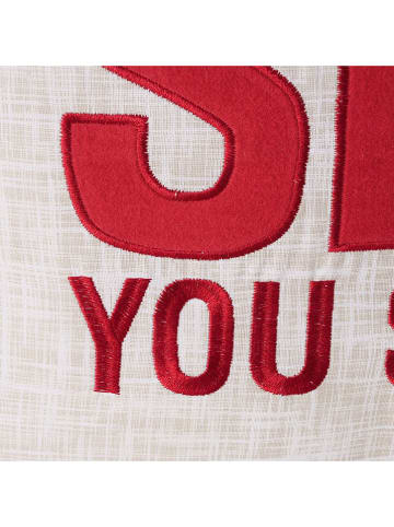 Boltze Kussen ''Skiing'' crème/rood - (L)45 x (B)45 cm