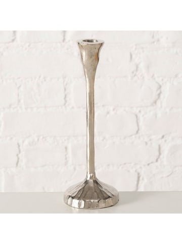 Boltze 2-delige set: kaarsenhouders "Dungis" zilverkleurig