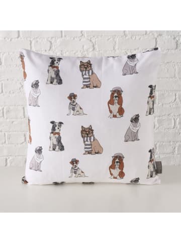 Boltze Kissen ''Archy'' in Weiß/ Braun - (L)45 x (B)45 cm