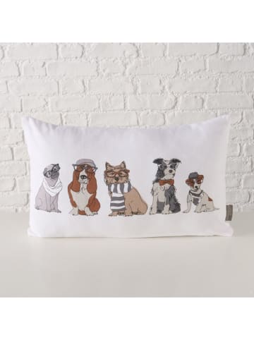 Boltze Kissen ''Archy'' in Weiß/ Braun - (L)50 x (B)30 cm