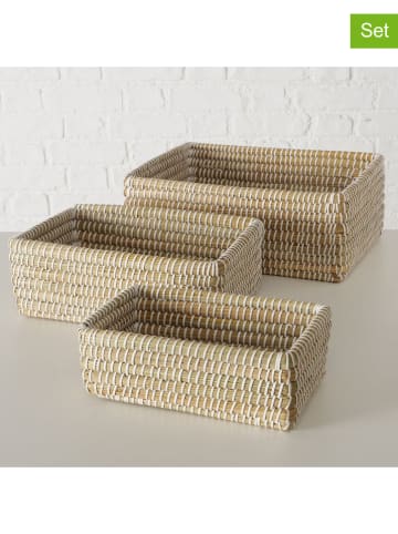Boltze 3er-Set: Körbe "Hamilton" in Hellbraun/ Weiß