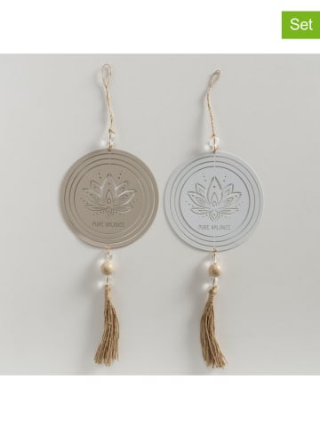 Boltze 2-delige set: decohangers "Bali" beige/wit - (H)40 cm