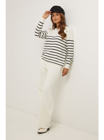 Soft Cashmere Trui crème/zwart