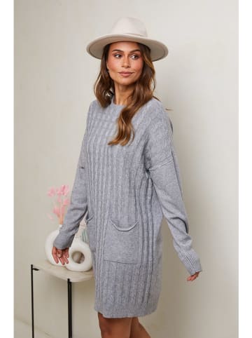 Soft Cashmere Sukienka dzianinowa w kolorze szarym