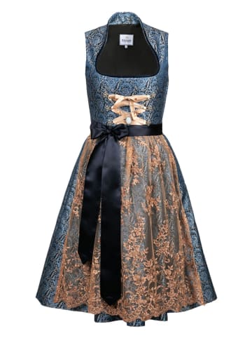 Edelnice Dirndl "Estelle" in Blau/ Champagner