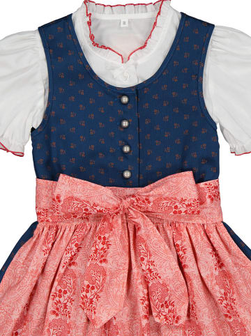Turi Landhaus Dirndl in Dunkelblau/ Koralle