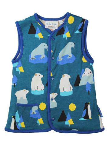 Toby Tiger Wende-Weste in Beige/ Blau