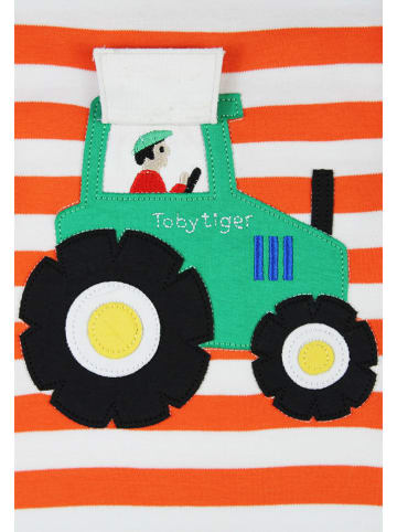 Toby Tiger Longsleeve in Orange/ Weiß/ Grün