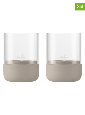 Blomus 2er-Set: Windlichter "Calma" in Beige - (H)9 x Ø 7 cm