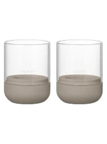 Blomus 2-delige set: windlichten "Calma" beige - (H)9 x Ø 7 cm