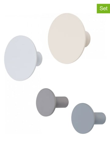 Blomus 4er-Set: Wandhaken "Ponto" in Creme/ Weiß/ Grau