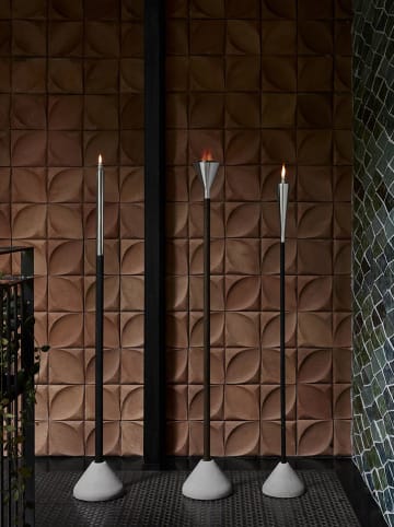 Blomus Tuinfakkel met houten staaf "Orchos" zilverkleurig/bruin - (H)151 cm