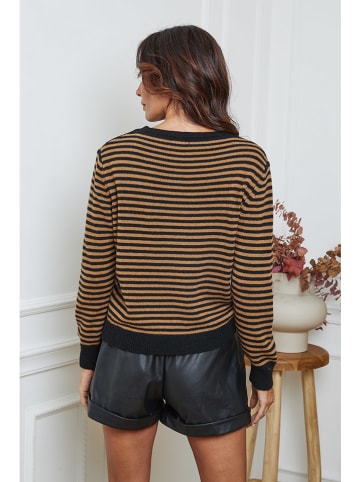 So Cachemire Pullover "Dweg" in Hellbraun/ Schwarz