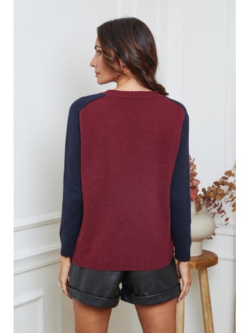 So Cachemire Trui "Kaleis" bordeaux/donkerblauw