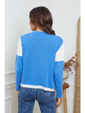 So Cachemire Pullover "Lanos" in Blau/ Grau/ Creme