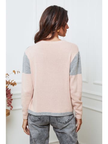 So Cachemire Pullover "Lanos" in Rosa/ Grau/ Weiß