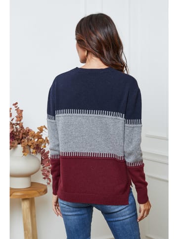 So Cachemire Pullover "Lurcia" in Dunkelblau/ Grau/ Bordeaux