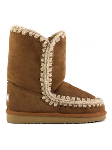 Mou Skórzane kozaki zimowe w kolorze jasnobrązowym