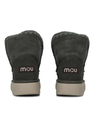 Mou Skórzane botki zimowe w kolorze khaki