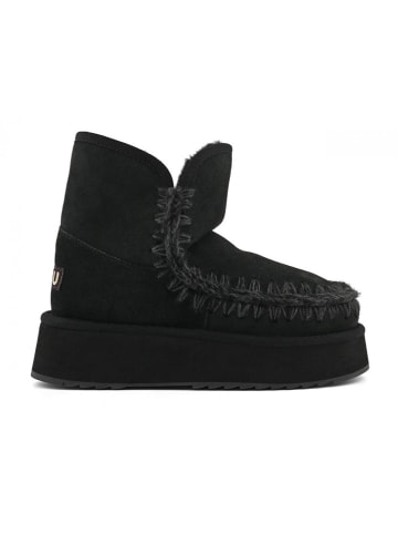 Mou Skórzane botki zimowe w kolorze czarnym